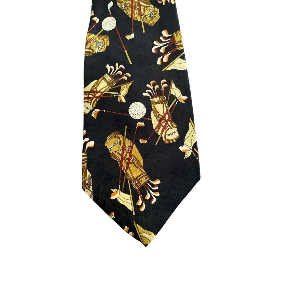 Studio 890 Handmade Tie Golf Bags/balls‎ Black/gold 4"x 56"